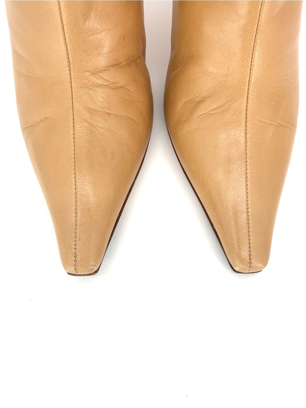 Jimmy Choo Retro Vintage Camel Knee High Back Heel Zip Up Pointed Toe Boots 38 - Picture 5 of 8
